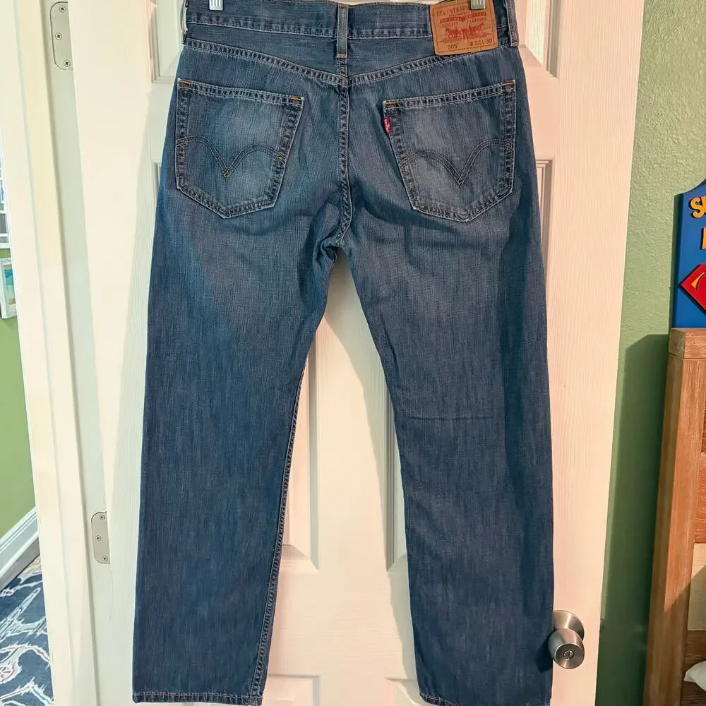 Levi's 505 Straight Fit Jeans 32x30 Medium Wash Denim Red Tab Men's